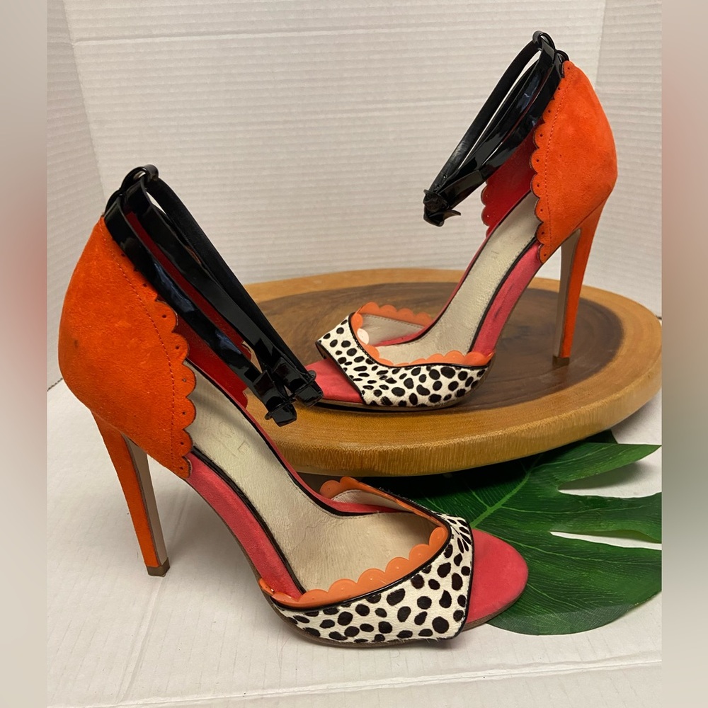 OFFICE Dalmatian Spots Pony Hair and Leather Heels